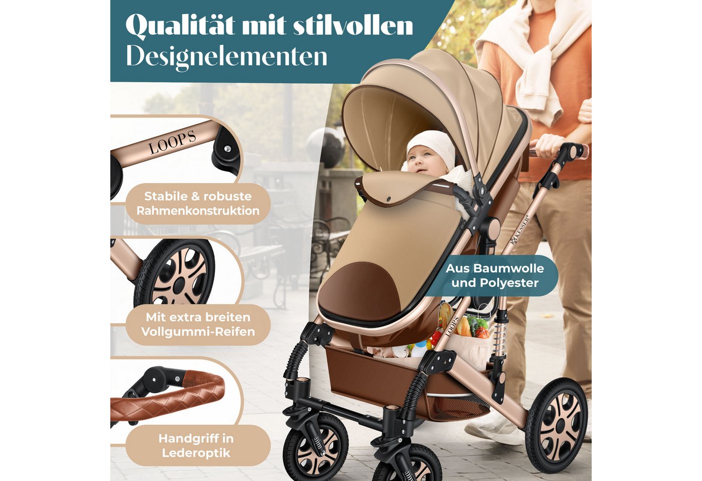 KESSER Kombi-Kinderwagen, Loops 4in1 Komplettset auch als Buggy für Kinder bis 4 Jahre – Bild 3 von 5