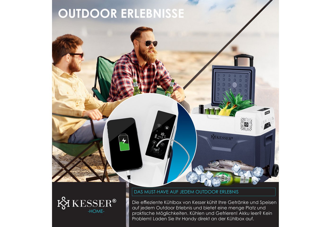 KESSER Kühlbox, 50 l, Kompressor Kühlbox elektrisch Gefrierbox, Mit APP-Steuerung – Bild 3 von 5