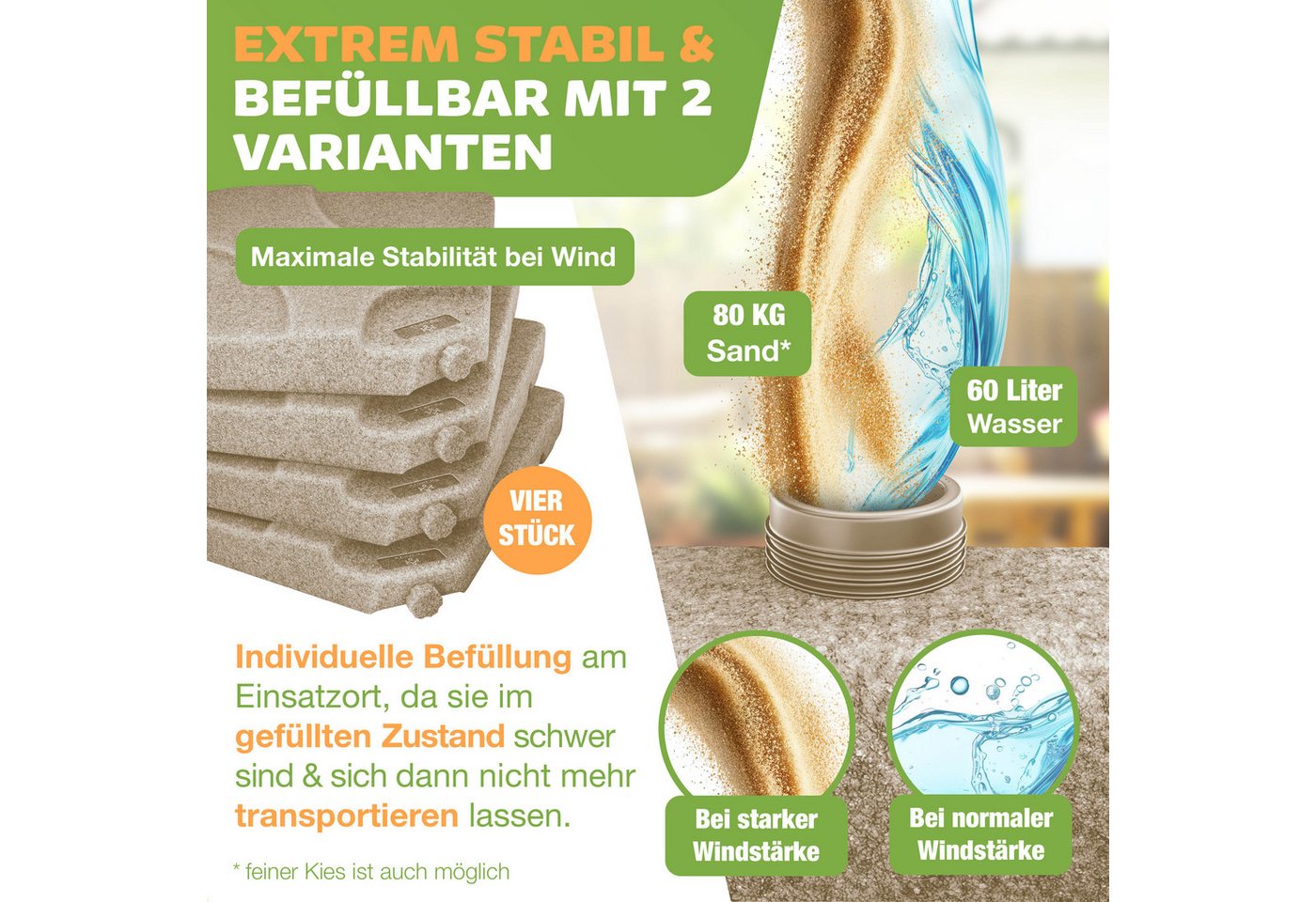KESSER Kunststoffschirmständer, Sonnenschirmständer 4-teilig Schirmgewicht Schirmständer – Bild 3 von 5
