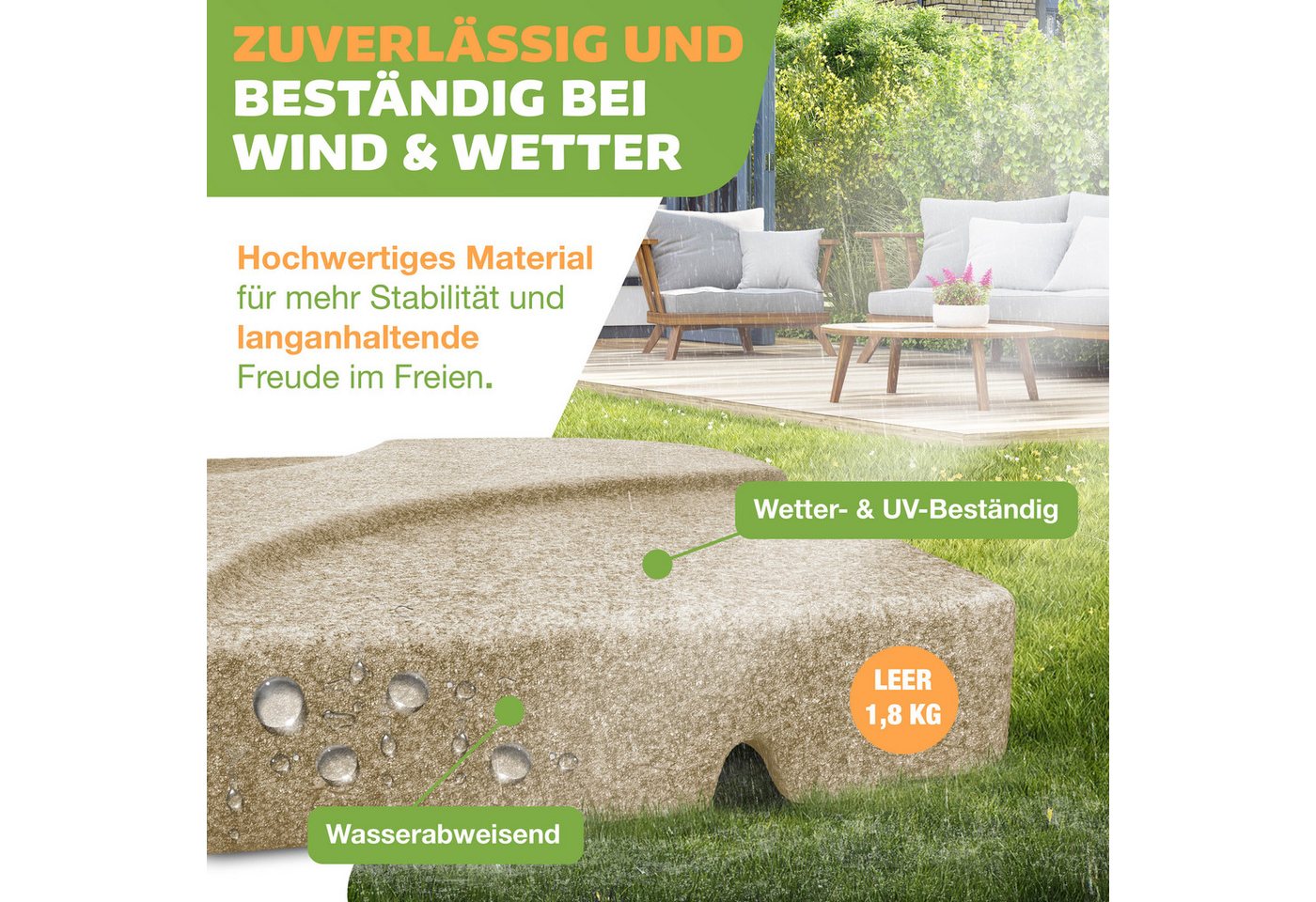 KESSER Kunststoffschirmständer, Sonnenschirmständer 4-teilig Schirmgewicht Schirmständer – Bild 4 von 5