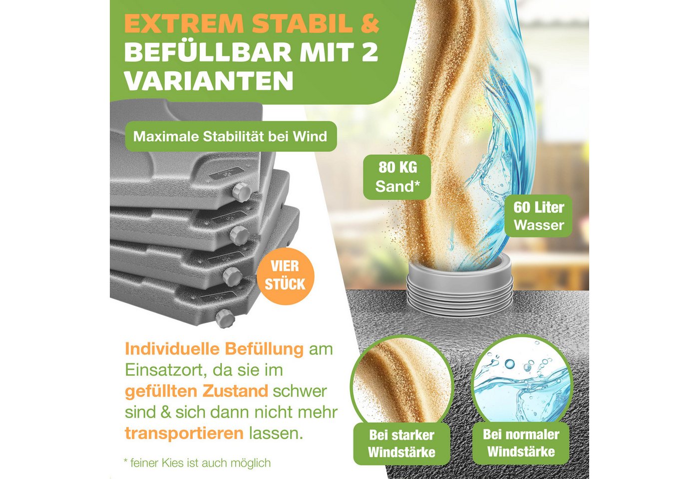KESSER Kunststoffschirmständer, Sonnenschirmständer 4-teilig Schirmgewicht Schirmständer – Bild 3 von 5
