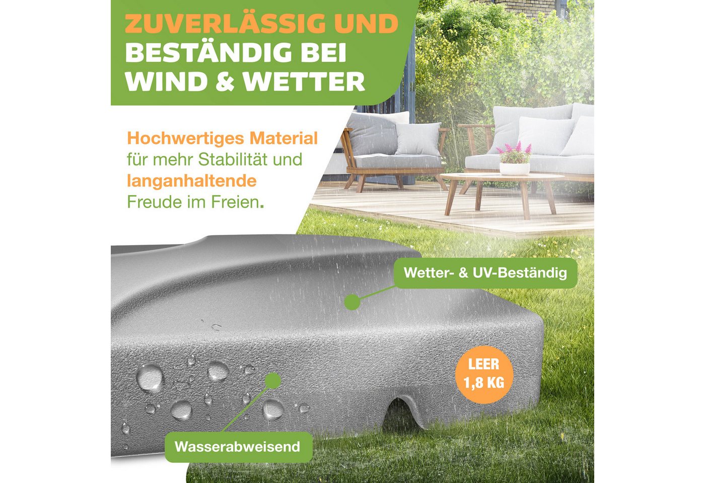 KESSER Kunststoffschirmständer, Sonnenschirmständer 4-teilig Schirmgewicht Schirmständer – Bild 4 von 5
