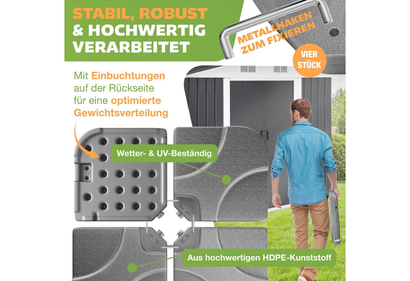 KESSER Kunststoffschirmständer, Sonnenschirmständer 4-teilig Schirmgewicht Schirmständer – Bild 5 von 5