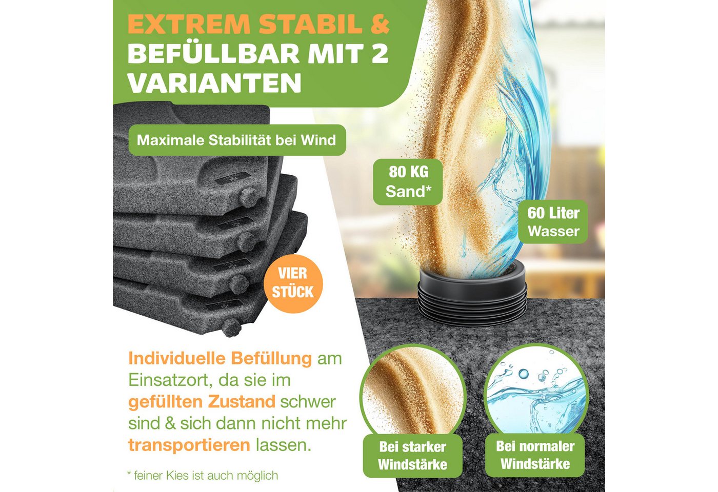 KESSER Kunststoffschirmständer, Sonnenschirmständer 4-teilig Schirmgewicht Schirmständer – Bild 3 von 5