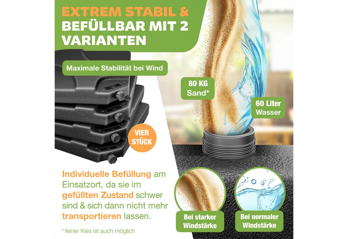 KESSER Kunststoffschirmständer, Sonnenschirmständer 4-teilig Schirmgewicht Schirmständer – Bild 3 von 5
