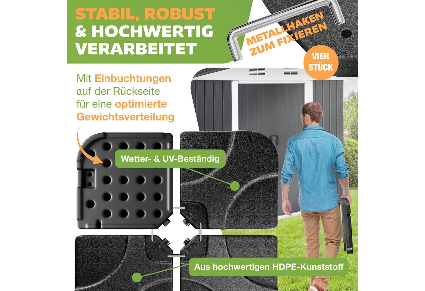 KESSER Kunststoffschirmständer, Sonnenschirmständer 4-teilig Schirmgewicht Schirmständer – Bild 5 von 5