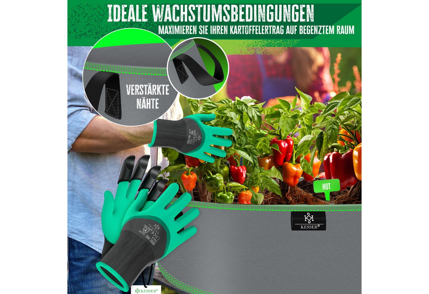 KESSER Pflanzkübel, Pflanzsäcke aus Vlies Kartoffel Pflanzsack Pflanztasche – Bild 5 von 5