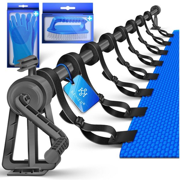 KESSER Pool-Abdeckplane, Aufrollsystem 1,05 bis 6,15m inkl. Bänder, Bürste & Handschuhe