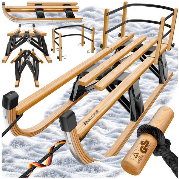 KESSER Schlitten, Holzschlitten Premium Kinderschlitten Faltschlitten max. bis 120kg