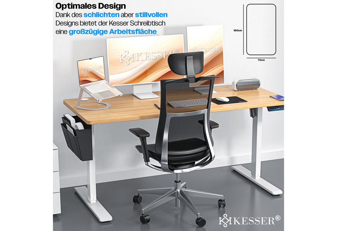 KESSER Schreibtisch, elektrischer & Höhenverstellbarer Computertisch für Home & Office – Bild 3 von 5