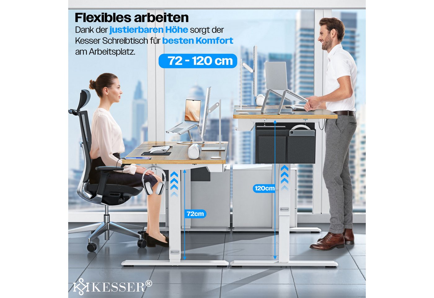 KESSER Schreibtisch, elektrischer & Höhenverstellbarer Computertisch für Home & Office – Bild 5 von 5