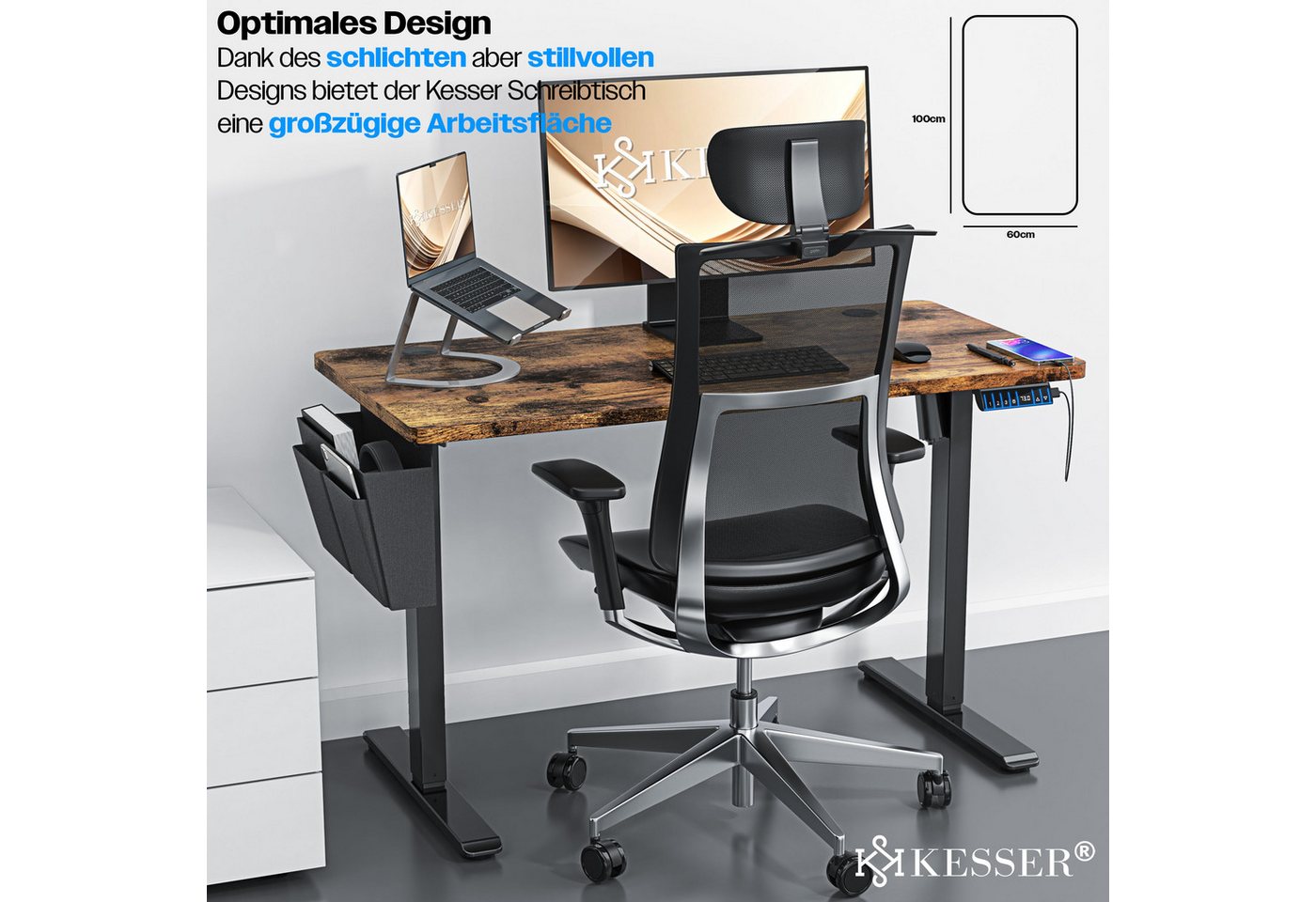 KESSER Schreibtisch, elektrischer & Höhenverstellbarer Computertisch für Home & Office – Bild 3 von 5