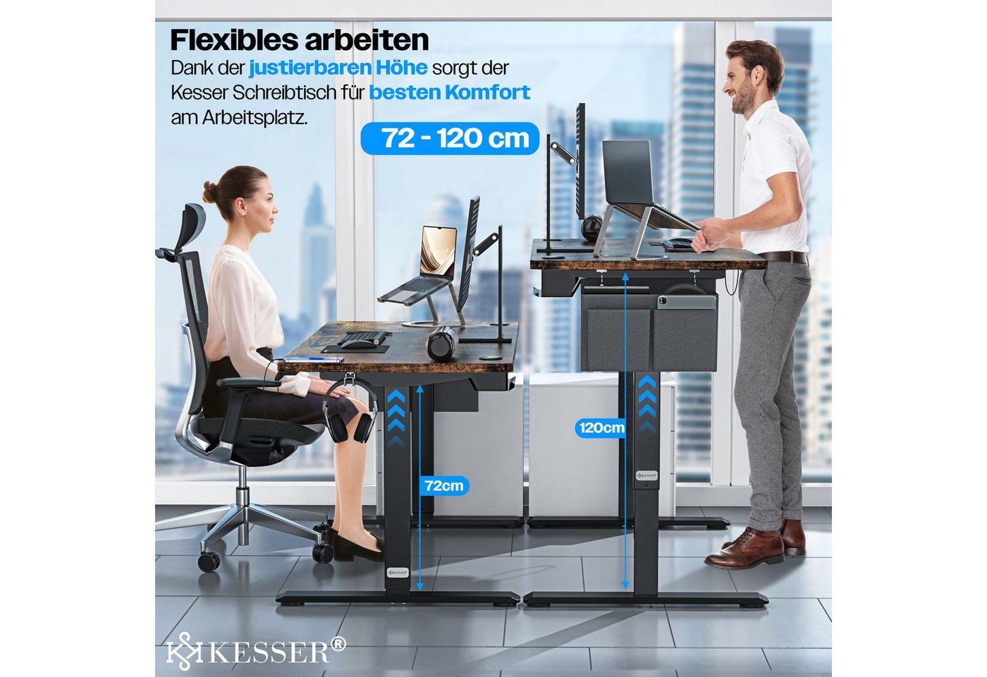 KESSER Schreibtisch, elektrischer & Höhenverstellbarer Computertisch für Home & Office – Bild 5 von 5
