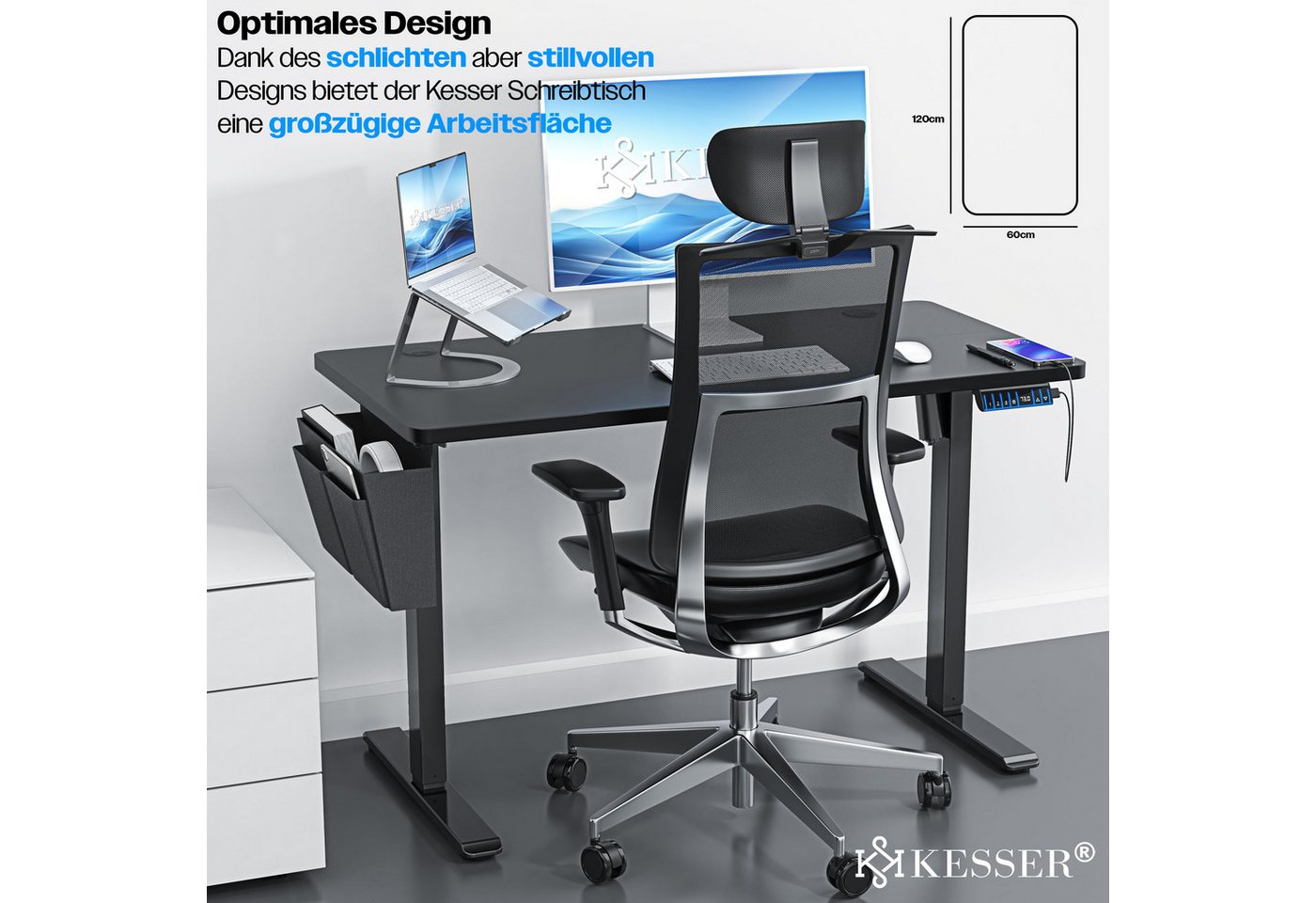 KESSER Schreibtisch, elektrischer & Höhenverstellbarer Computertisch für Home & Office – Bild 3 von 5