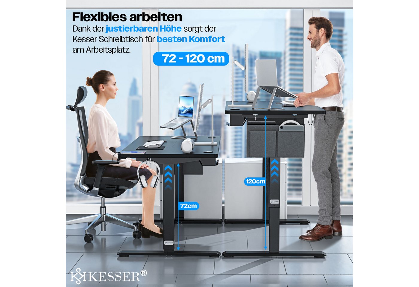 KESSER Schreibtisch, elektrischer & Höhenverstellbarer Computertisch für Home & Office – Bild 5 von 5