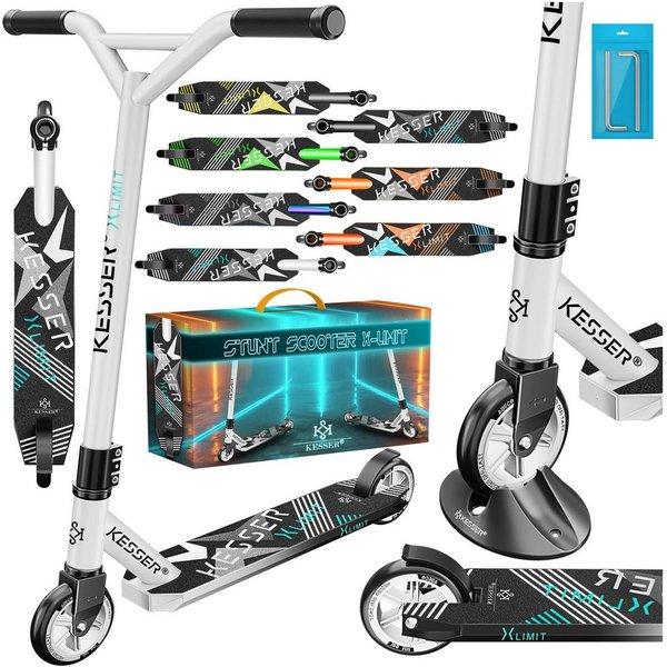 KESSER Stuntscooter X-Limit 360° Lenkung, ABEC9 Kugellagern, 100 mm PU Räder, Freestyle Kickscooter Funscooter für Kinder & Erwachsene