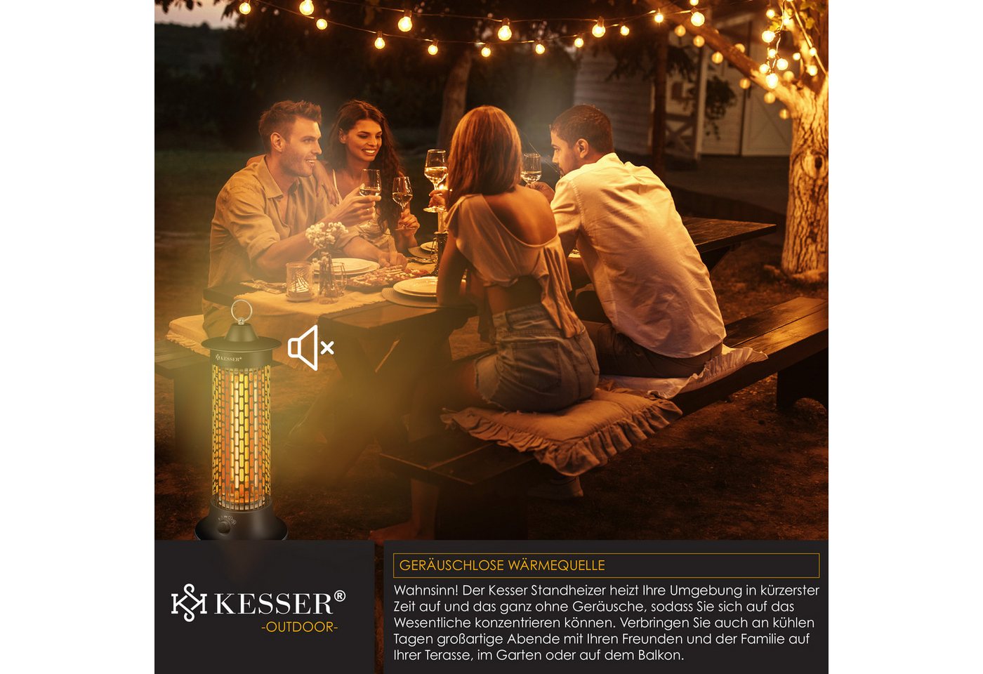 KESSER Terrassenstrahler, Standheizstrahler Infrarotheizung, 1200W Heizstrahler Energie – Bild 5 von 5