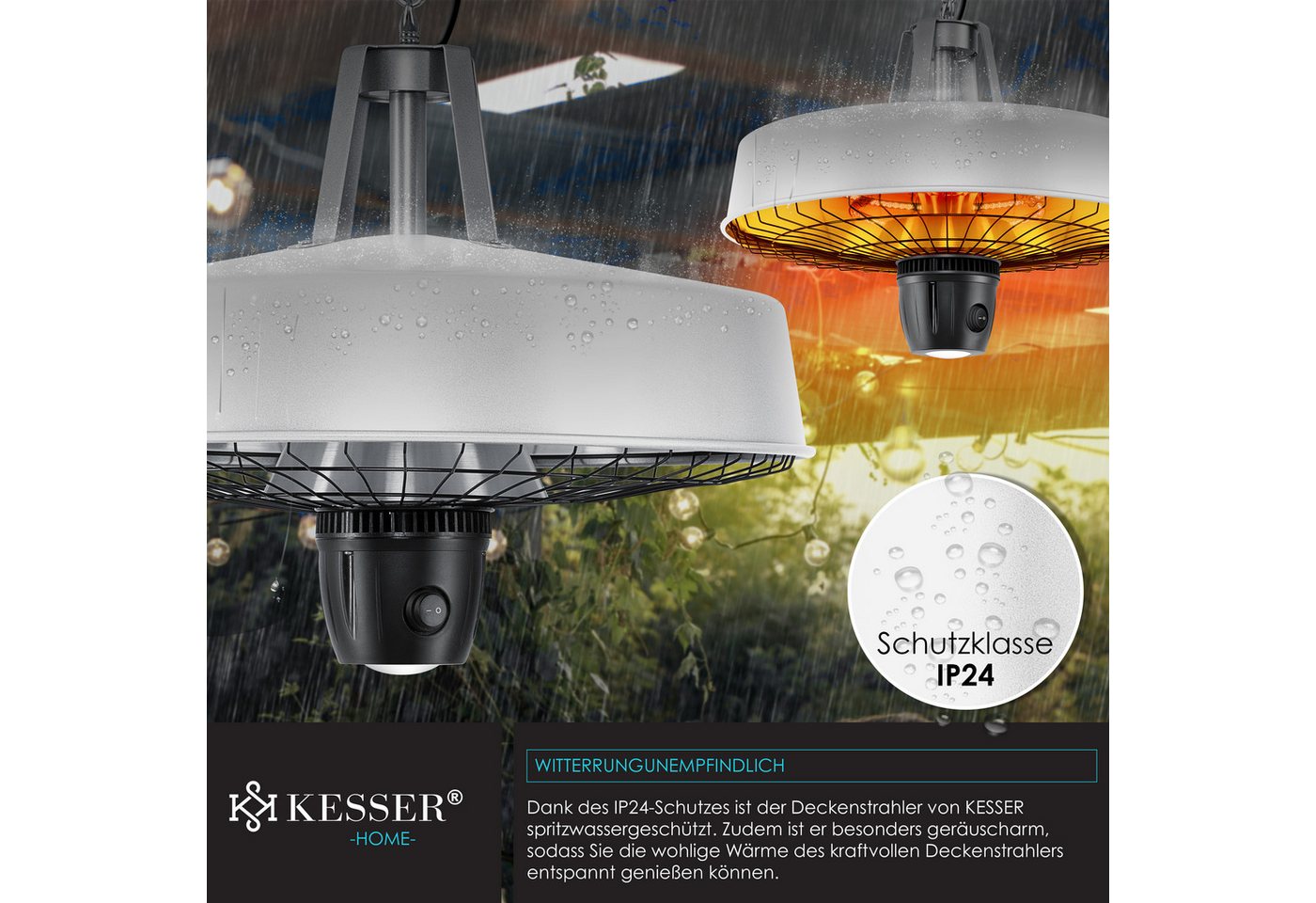 KESSER Terrassenstrahler, Deckenheizstrahler Heizpilz Infrarot-Heizstrahler 2500W – Bild 5 von 5