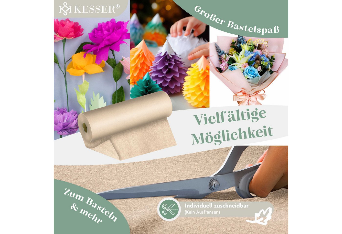 KESSER Tischläufer 25 m × 30 cm, wasserabweisend & abwaschbar, 30 g/m², anpassbare Vlies-Tischdekoration – für Feste aller Art geeignet – Bild 2 von 5