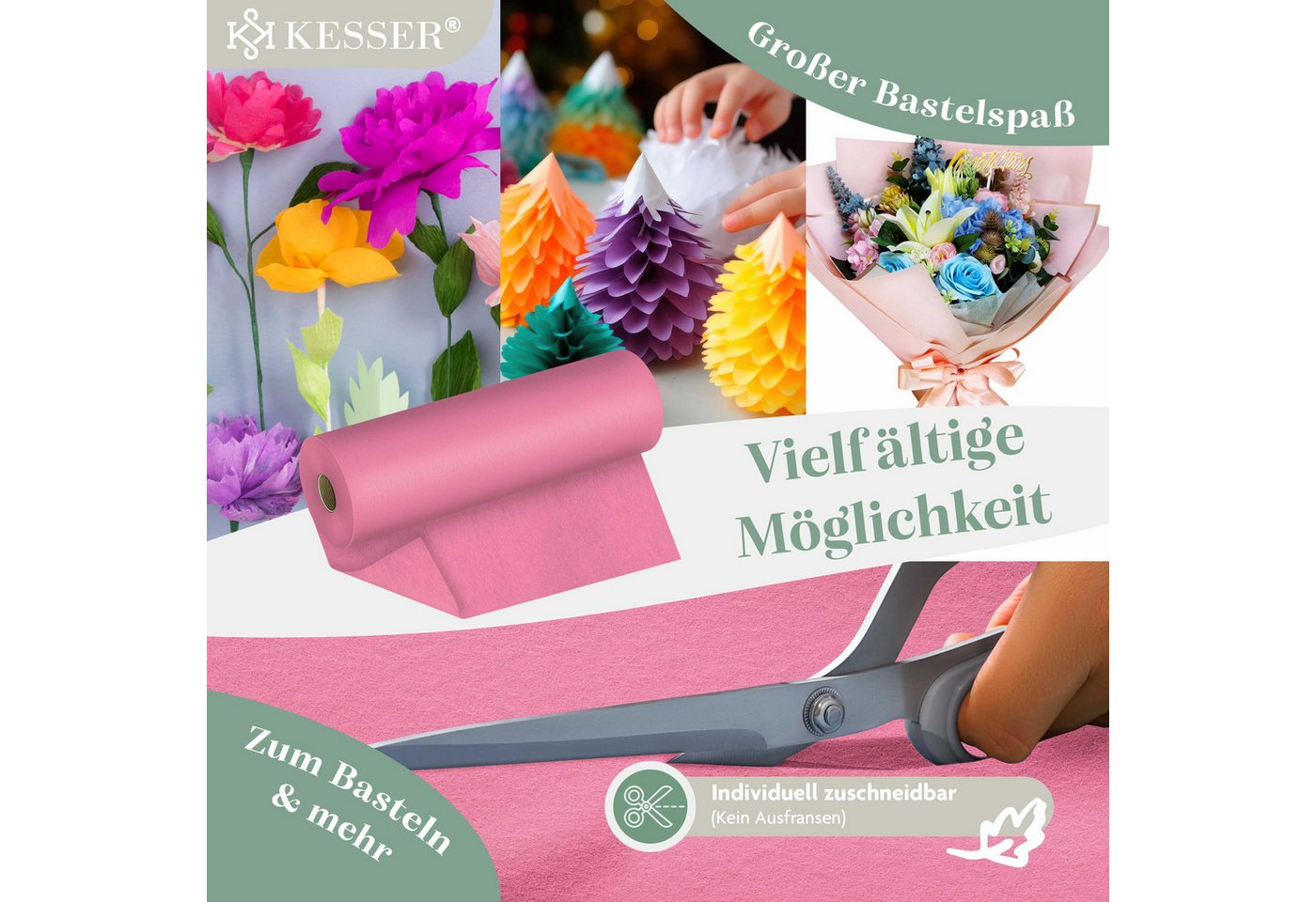 KESSER Tischläufer 25 m × 30 cm, wasserabweisend & abwaschbar, 30 g/m², anpassbare Vlies-Tischdekoration – für Feste aller Art geeignet – Bild 2 von 5