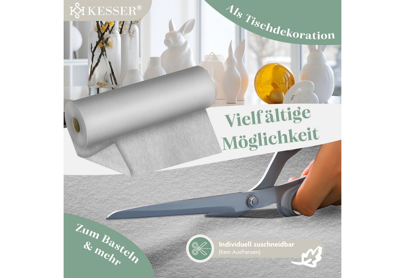 KESSER Tischläufer 25 m × 30 cm, wasserabweisend & abwaschbar, 30 g/m², anpassbare Vlies-Tischdekoration – für Feste aller Art geeignet – Bild 5 von 5