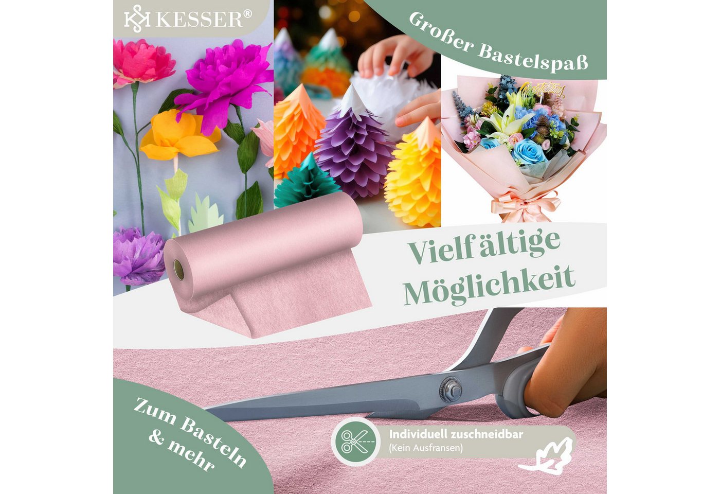 KESSER Tischläufer 25 m × 30 cm, wasserabweisend & abwaschbar, 30 g/m², anpassbare Vlies-Tischdekoration – für Feste aller Art geeignet – Bild 2 von 5