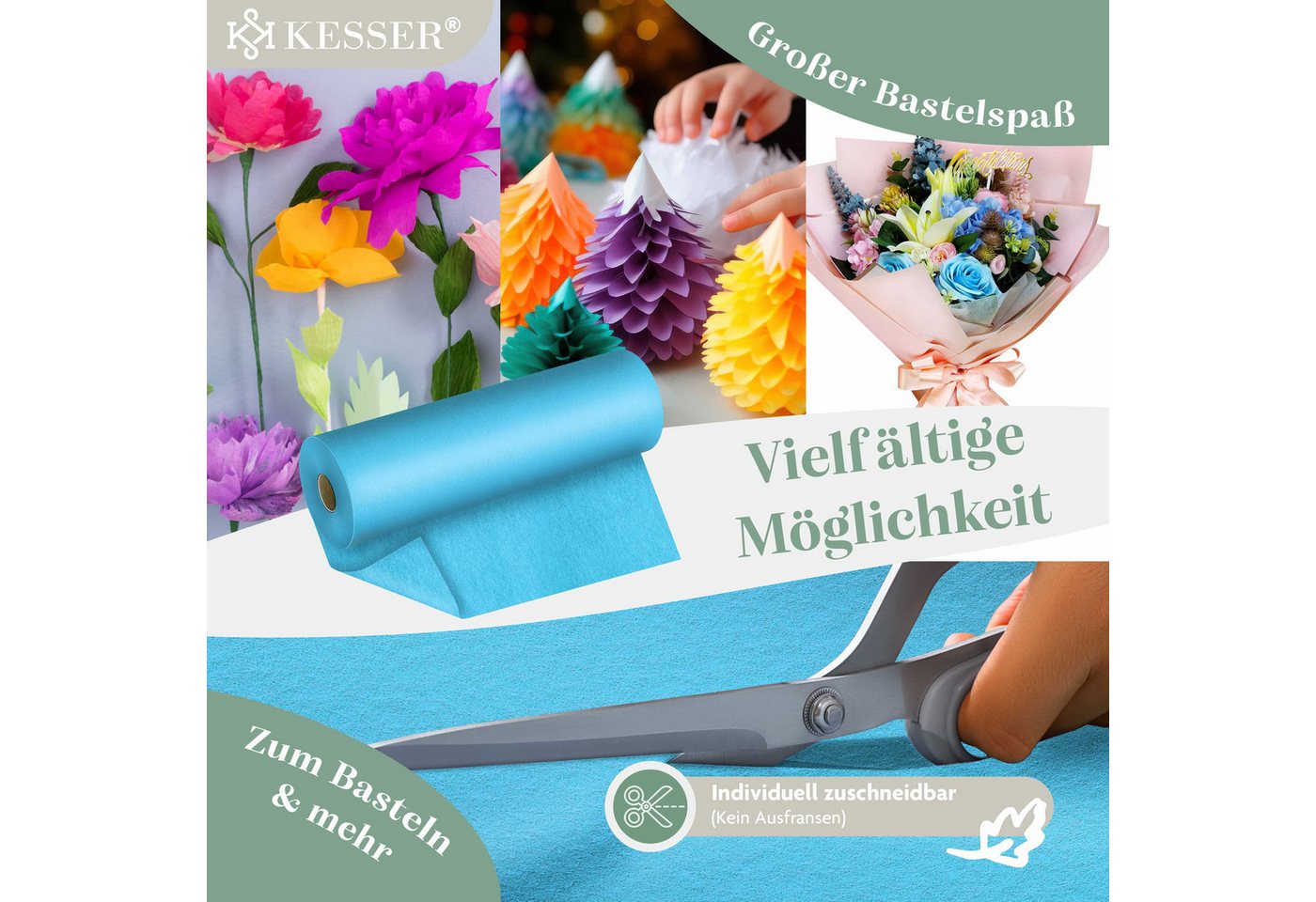 KESSER Tischläufer 25 m × 30 cm, wasserabweisend & abwaschbar, 30 g/m², anpassbare Vlies-Tischdekoration – für Feste aller Art geeignet – Bild 2 von 5