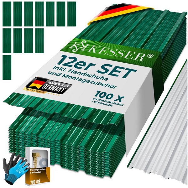 KESSER Trapezblech, 12 Profilblech Trapezblech 129cm 45cm 7 m² - Dachblech Dachplatten