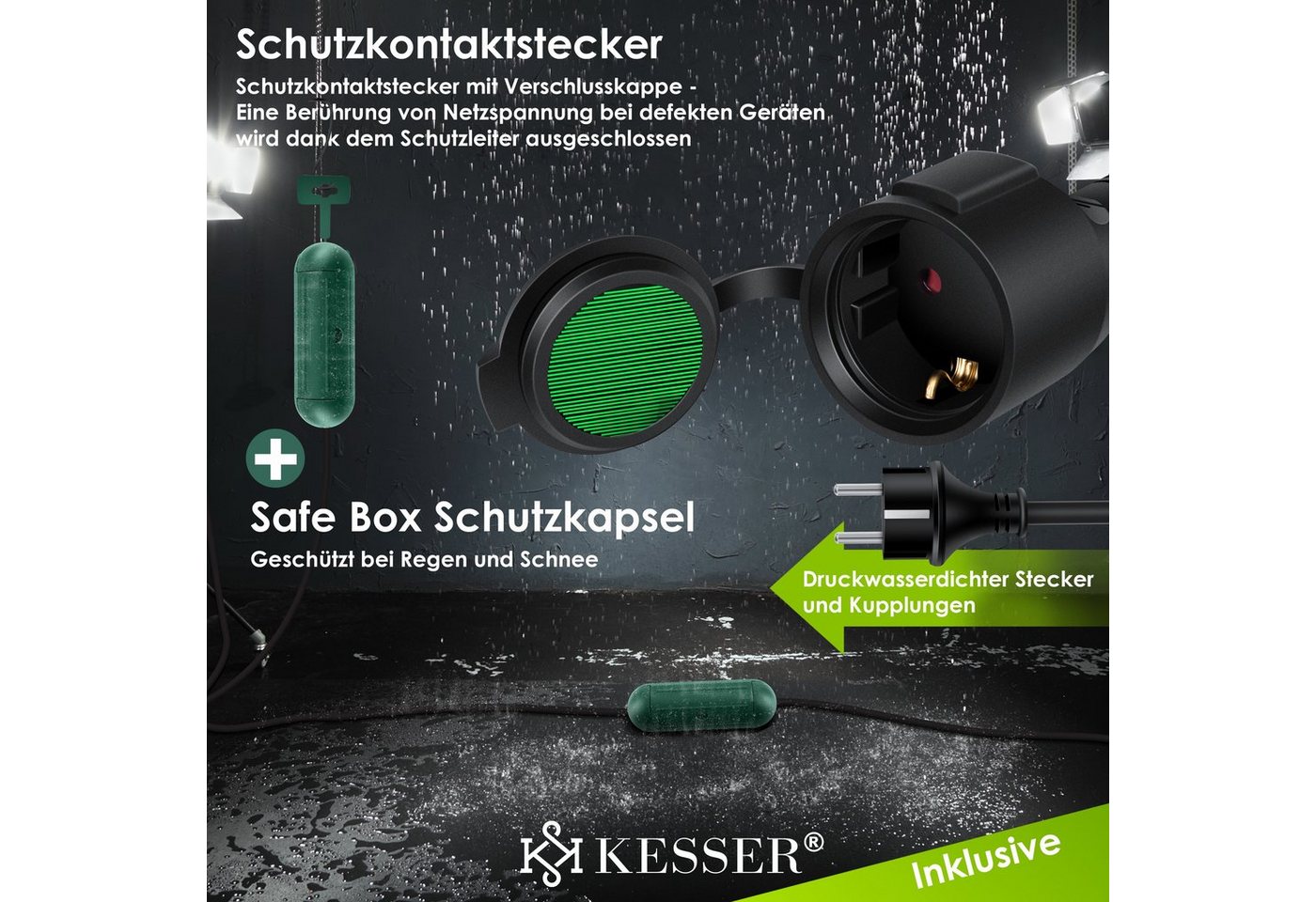 KESSER Verlängerungskabel, (20 cm), Verlängerungskabel mit Schutzkappe Outdoor für Innenbereich – Bild 5 von 5