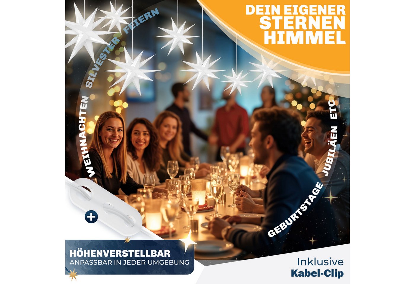 KESSER Weihnachtsfigur, Leuchtstern 3D, LED Weihnachtsstern mit Timer Innen u. Außen – Bild 4 von 5