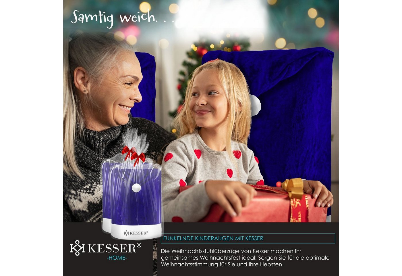 KESSER Weihnachtsfigur, Premium Weihnachtsstuhlüberzug Set Stuhlhussen für Weihnachten – Bild 3 von 5