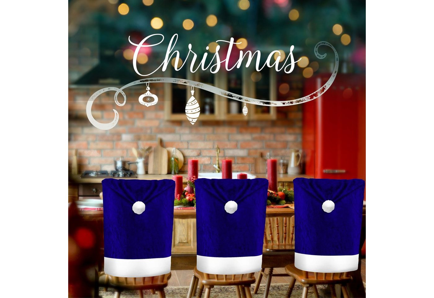 KESSER Weihnachtsfigur, Premium Weihnachtsstuhlüberzug Set Stuhlhussen für Weihnachten – Bild 4 von 5
