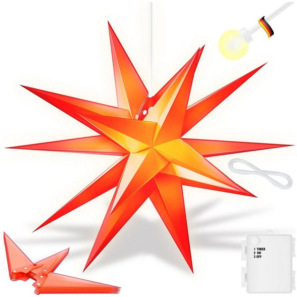 KESSER Weihnachtsfigur, Leuchtstern 3D, LED Weihnachtsstern mit Timer Innen u. Außen