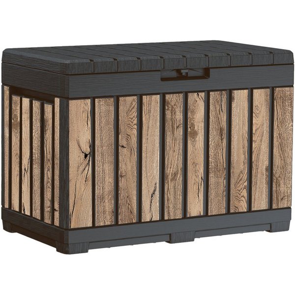 Keter Gartenbox Kentwood, 190 Liter, Holzoptik Pinie, Deckel bis 260 kg belastbar, abschließbar, wetterfest, UV-resistent, wartungsfrei
