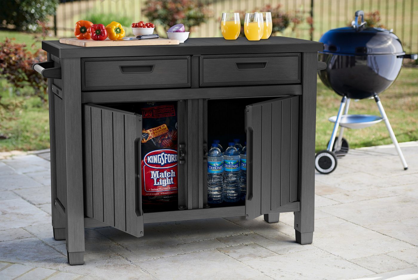 Keter Grillablagetisch "Unity XL Entertainment" 250 L Anthrazit Service-Tisch Gartentisch – Bild 3 von 5