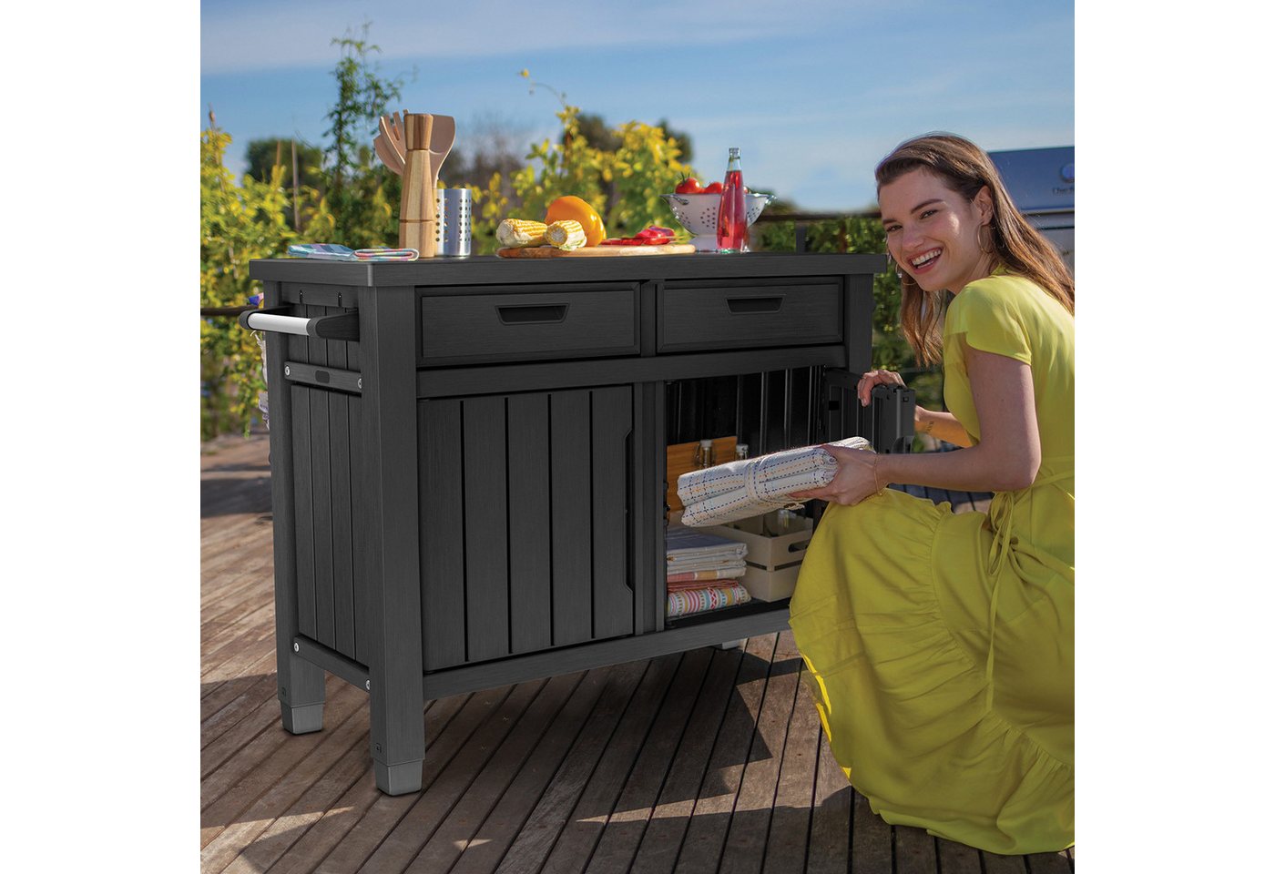 Keter Grillablagetisch "Unity XL Entertainment" 250 L Anthrazit Service-Tisch Gartentisch – Bild 5 von 5