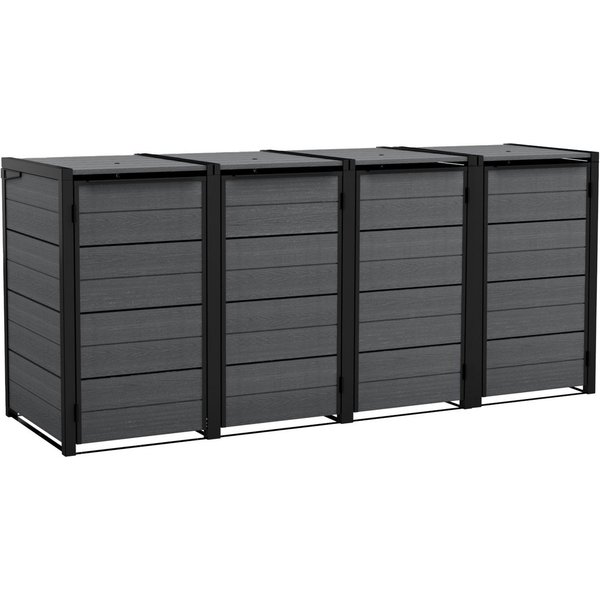 Keter Mülltonnenbox "Hide Away" 240 - 1200 Liter Anthrazit, Holzoptik, nathlos erweiterbar