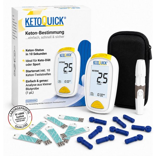 KetoQuick Keton-Messgerät Starterset mit 10 Teststreifen