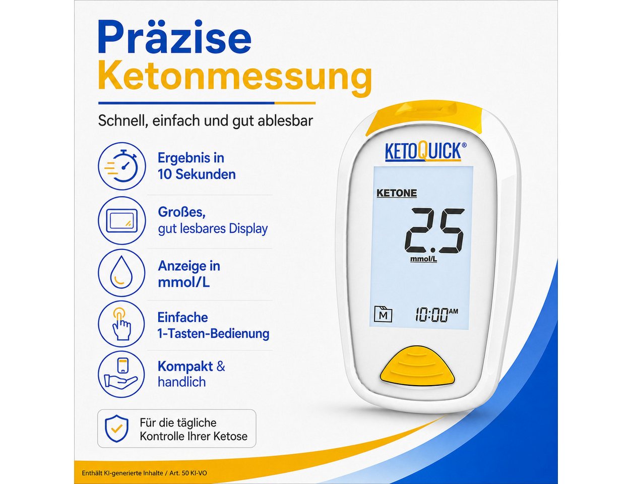 KetoQuick Keton-Messgerät Starterset mit 10 Teststreifen – Bild 3 von 5