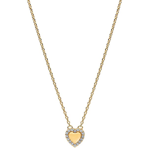 Kette mit Anhänger 364364C01-45, Liebe, Herz, Vergoldet, Zirkonia