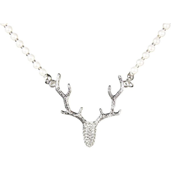 LUISIA® Kette mit Anhänger LUISIA Perlenhalskette 'Hirschkopf' mit Premium Kr