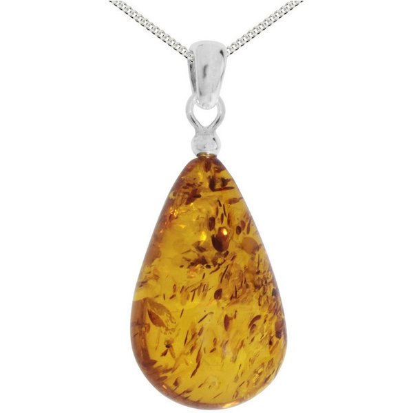 OSTSEE-SCHMUCK Kette mit Anhänger Ostsee-Schmuck Kette mit Anhänger Tropfen ca. 26 mm lang (2-tlg)