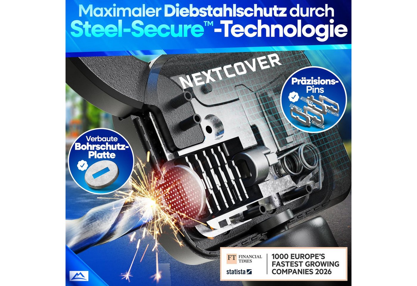 Nextcover Kettenschloss NEXTCOVER® E-Scooter Schloss [Steel-Secure-Technologie] – Bild 2 von 5