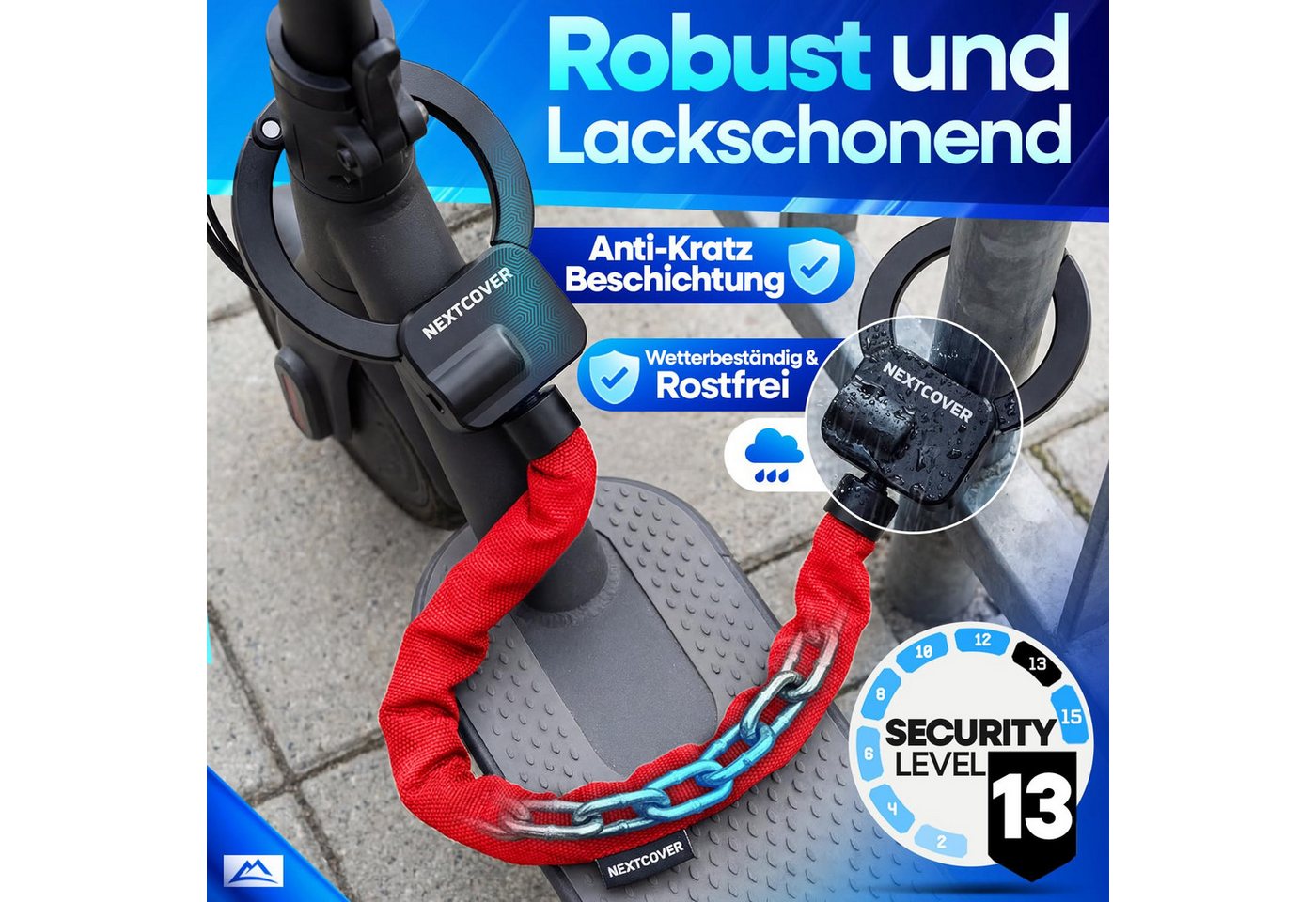 Nextcover Kettenschloss NEXTCOVER® E-Scooter Schloss [Steel-Secure-Technologie] – Bild 4 von 5