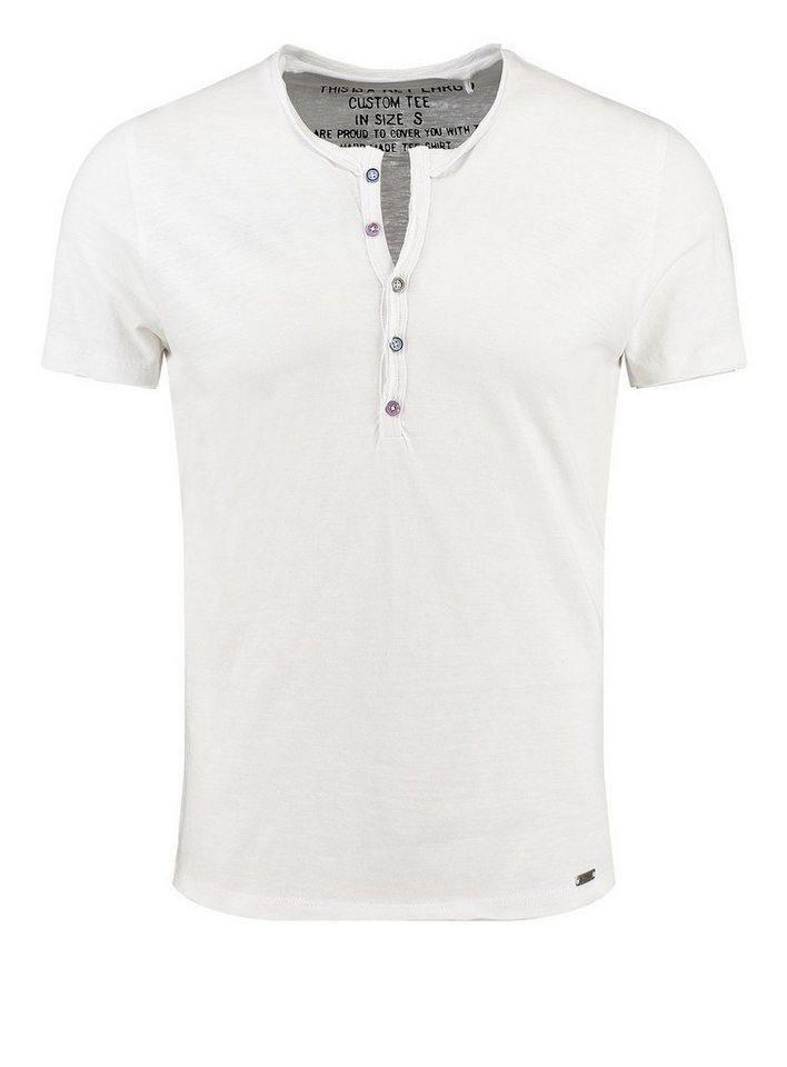 Key Largo Henleyshirt Lemonade vintage Look uni Basic MT00122 mit Knopfleiste unifarben kurzarm slim fit – Bild 2 von 5