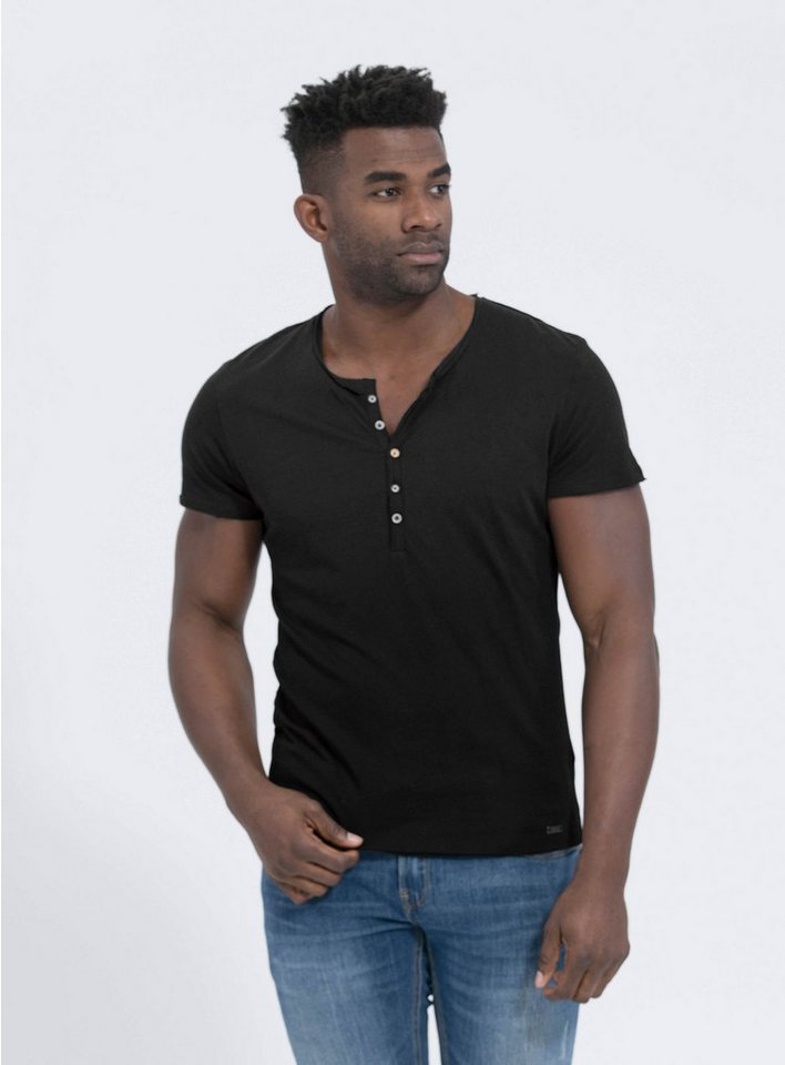 Key Largo Henleyshirt Lemonade vintage Look uni Basic MT00122 mit Knopfleiste unifarben kurzarm slim fit – Bild 3 von 5