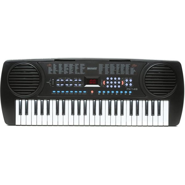 keymaXX Home-Keyboard (Kinder Keyboard mit 49 Tasten Mikrofon Notenhalter Effekte Aufnahmefunktion und 8 Demo Songs Keyboard lernen für Anfänger und Kinder schw
