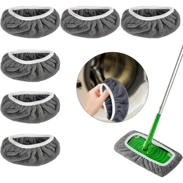 Keyura Wischmopp 6 Stück Wischmopp Bezug Ersatz,Waschbare für Swiffer Sweeper Mop, (Für Haushalt Wohnung Hotel Auto Bodenreinigung,25.4x11.5CM, Waschbare,Vortei