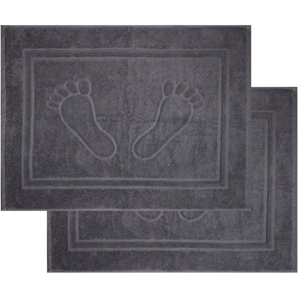 KH-Haushaltshandel Duschmatte 2er Pg. Badvorleger, Badematte Duschvorleger, ca, 50 x 70 cm, Füße, flauschig, saugstark, 750 Gr./m², Frottier, Uni einfarbig, 100