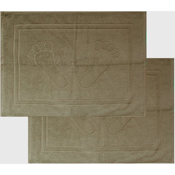 KH-Haushaltshandel Duschmatte 2er Pg. Badvorleger, Badematte Duschvorleger, ca, 50 x 70 cm, Füße, flauschig, saugstark, 750 Gr./m², Frottier, Uni einfarbig, 100